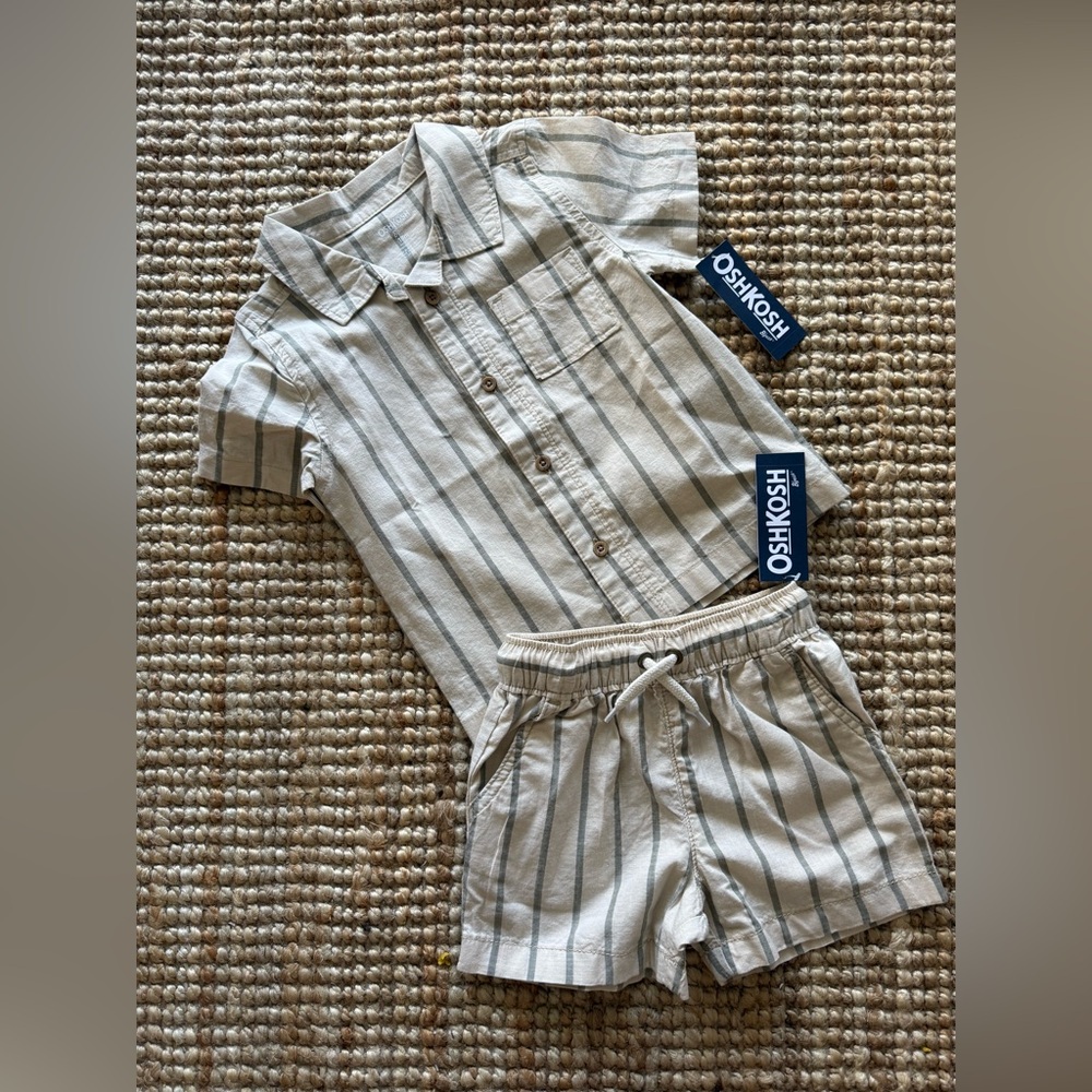 OshKosh B'gosh Beige and Gray Striped Outfit
